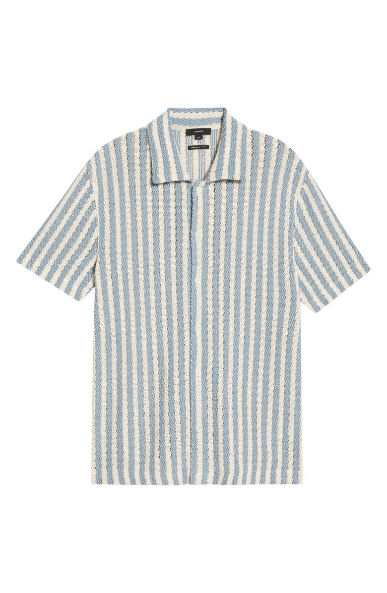 Vince Beach Stripe Cotton-Blend Button-Front Shirt, Main, color, Uniform Blue Combo