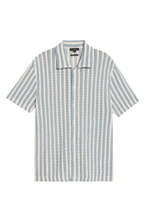 Beach Stripe Cotton-Blend Button-Front Shirt