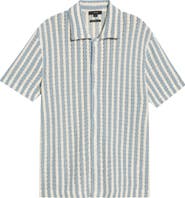 Vince Beach Stripe Cotton-Blend Button-Front Shirt