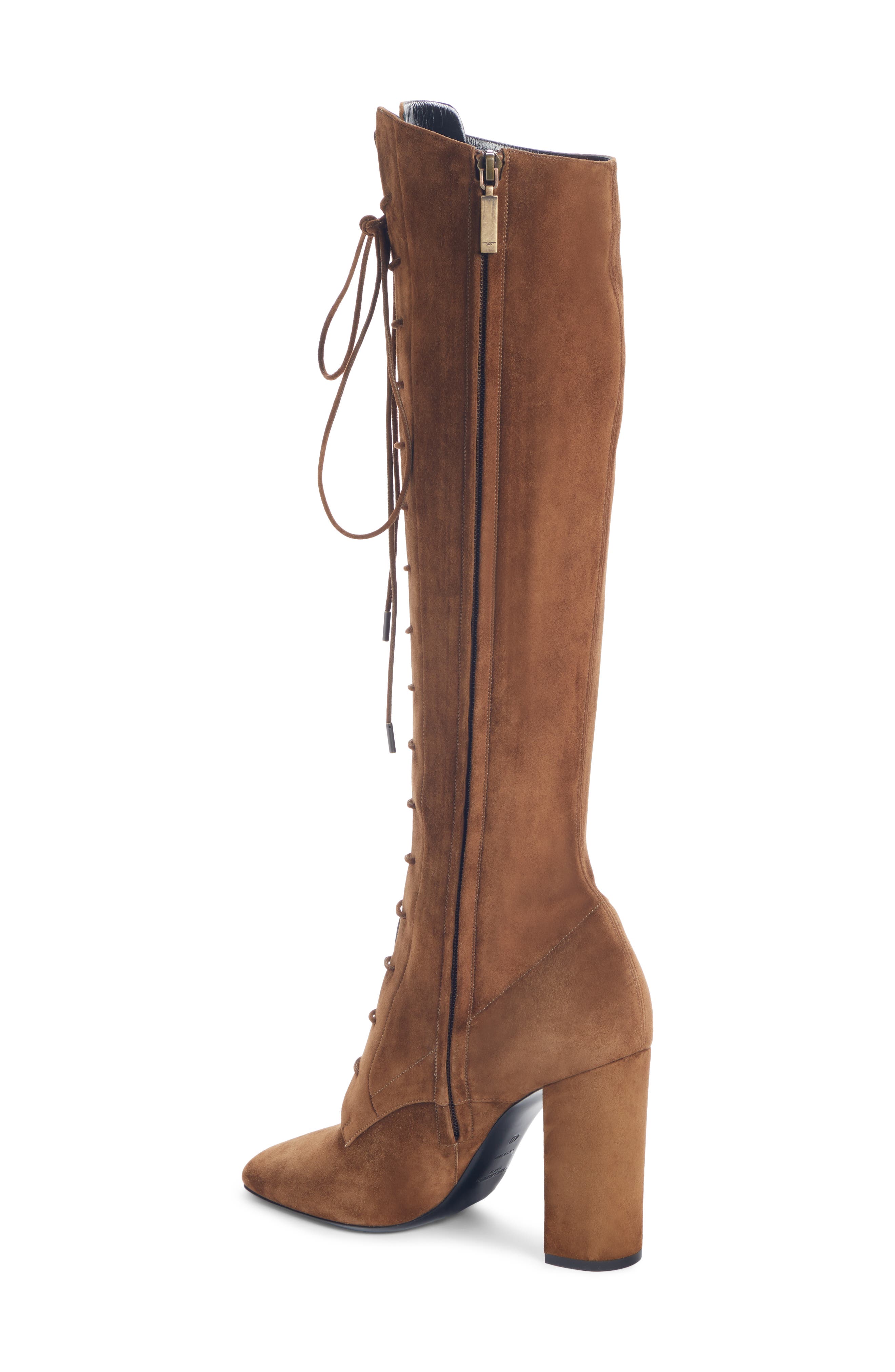 Saint Laurent Laura Over the Knee Lace-Up Boot, Alternate, color, 