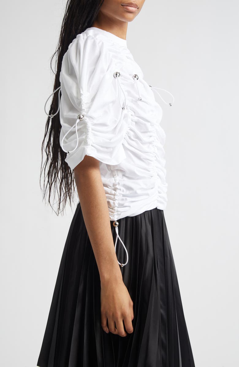 Noir Kei Ninomiya Drawcord Ruched Cotton Ponte T-Shirt, Alternate, color, White