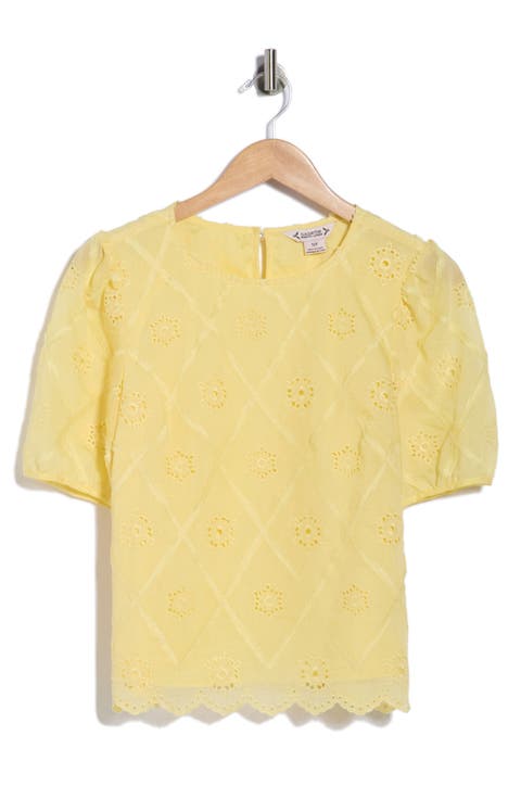 Embroidered Eyelet Short Sleeve Top