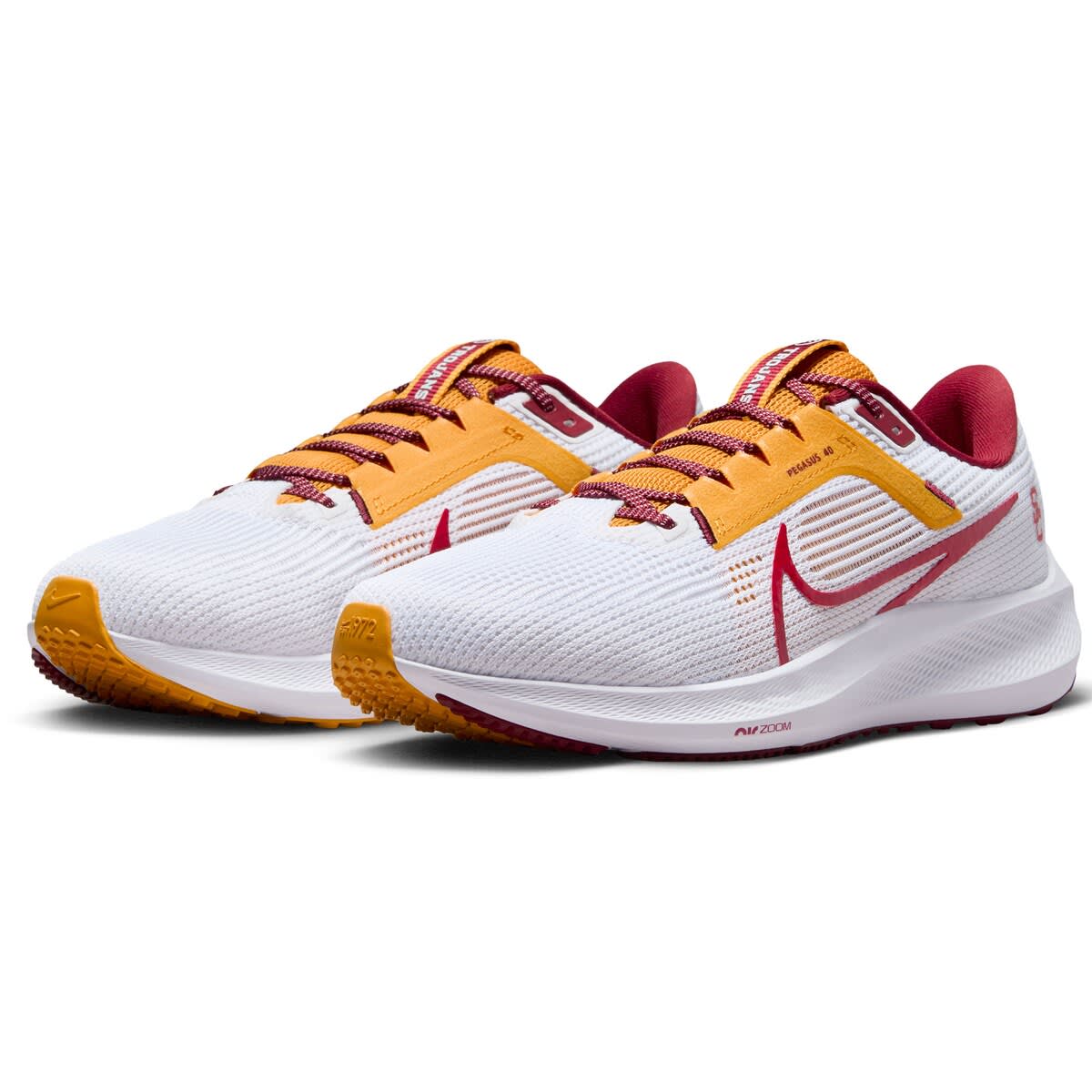 Unisex Nike  White USC Trojans Zoom Pegasus 40 Running Shoe, Alternate, color, White