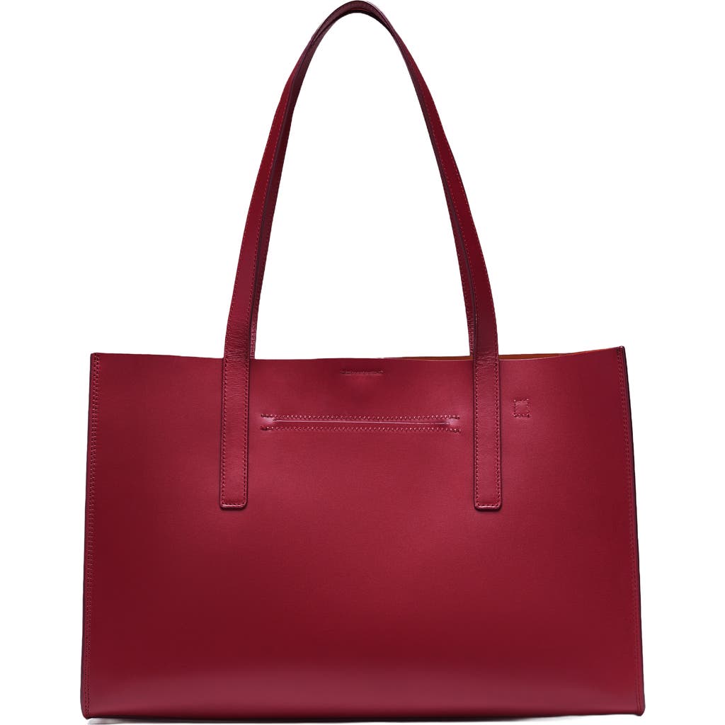 HYER GOODS Luxe Doubleface Leather Laptop Tote Bag in Burgundy  product
