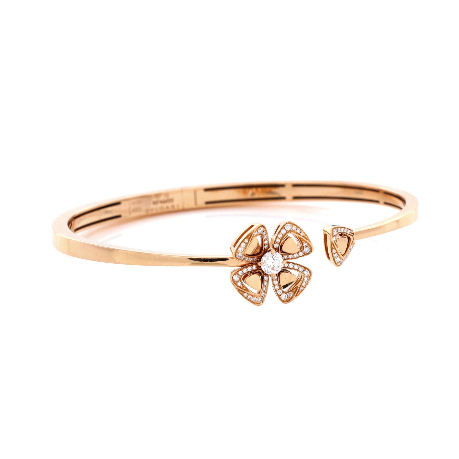Fiorever Bangle Bracelet 18K Rose Gold with Pave Diamonds, Alternate, color, Metallic Gold