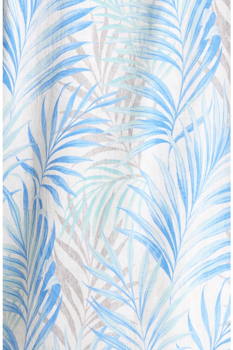 Palm Dancer Leaf Print Short Sleeve Silk Button-Up Shirt, Alternate, color, BANFF BLUE