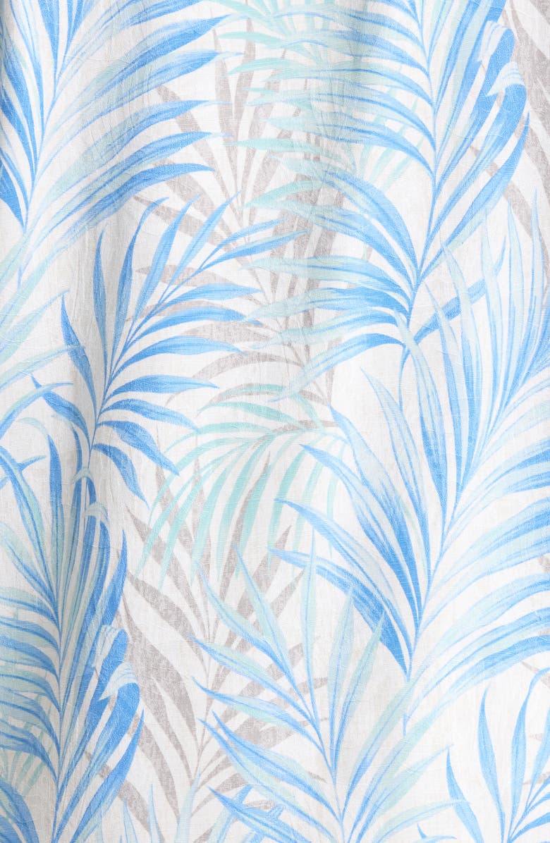 Tommy Bahama Palm Dancer Print Silk Button-Up Shirt, Alternate, color, Banff Blue
