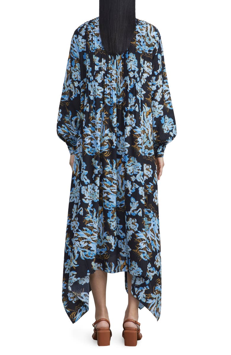 Lafayette 148 New York Floral Frost Handkerchief Hem Silk Peasant Dress, Alternate, color, 