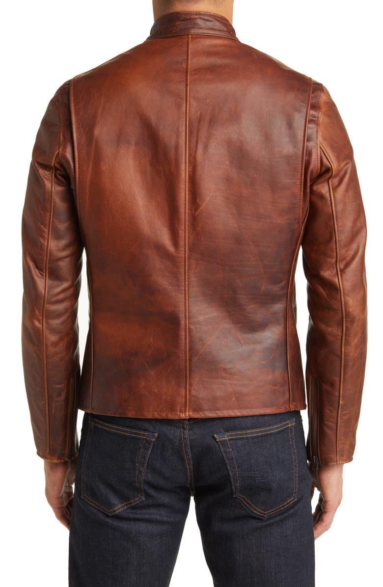 Schott NYC Café Racer Cowhide Leather Jacket, Alternate, color, 