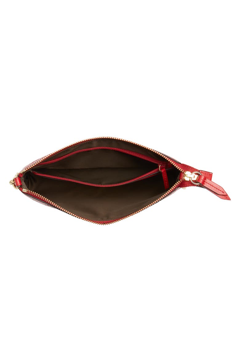 GG Leather Wallet on a Chain, Alternate, color, HIBISCUS RED