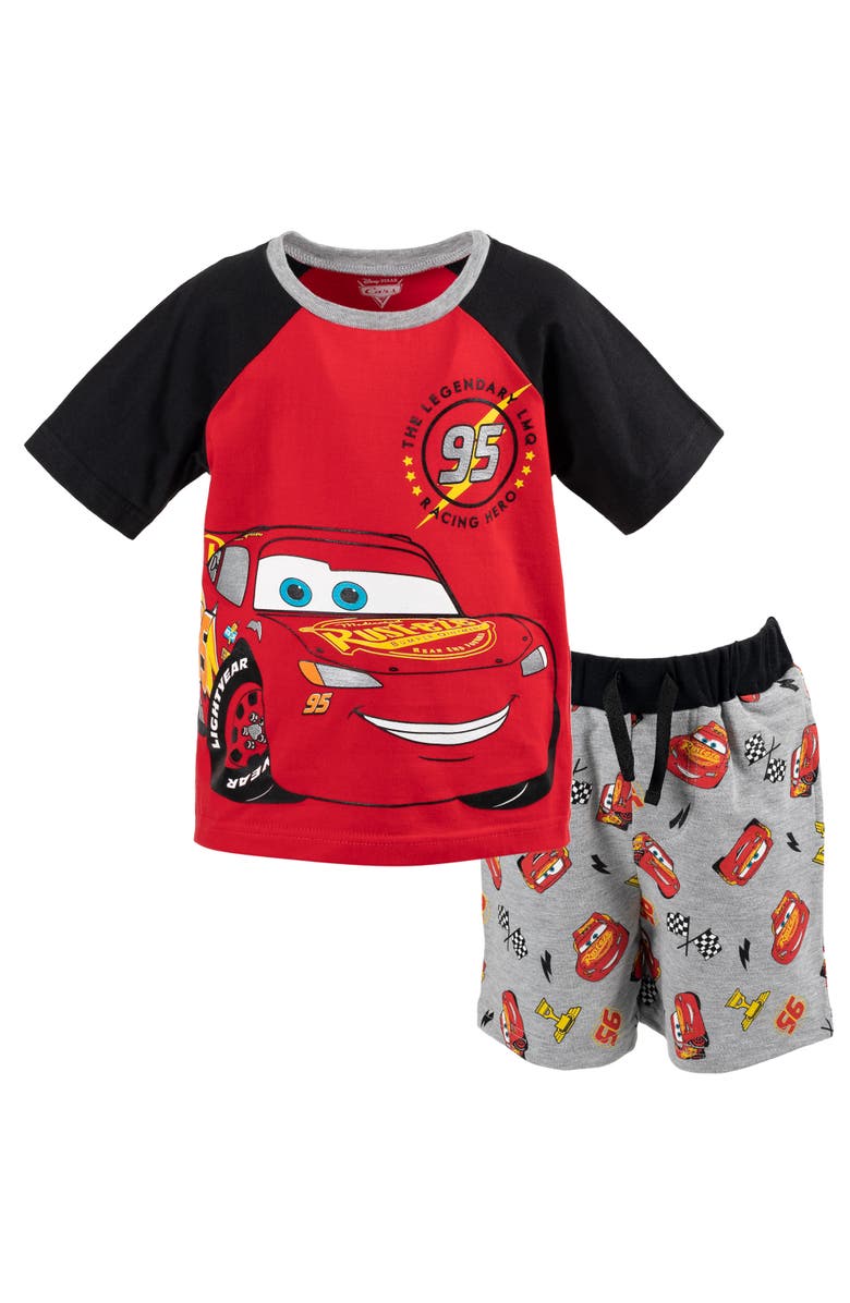 Disney Cars Lightning McQueen 2-Piece T-Shirt and Shorts Set, Main, color, Mcqueen Red Grey
