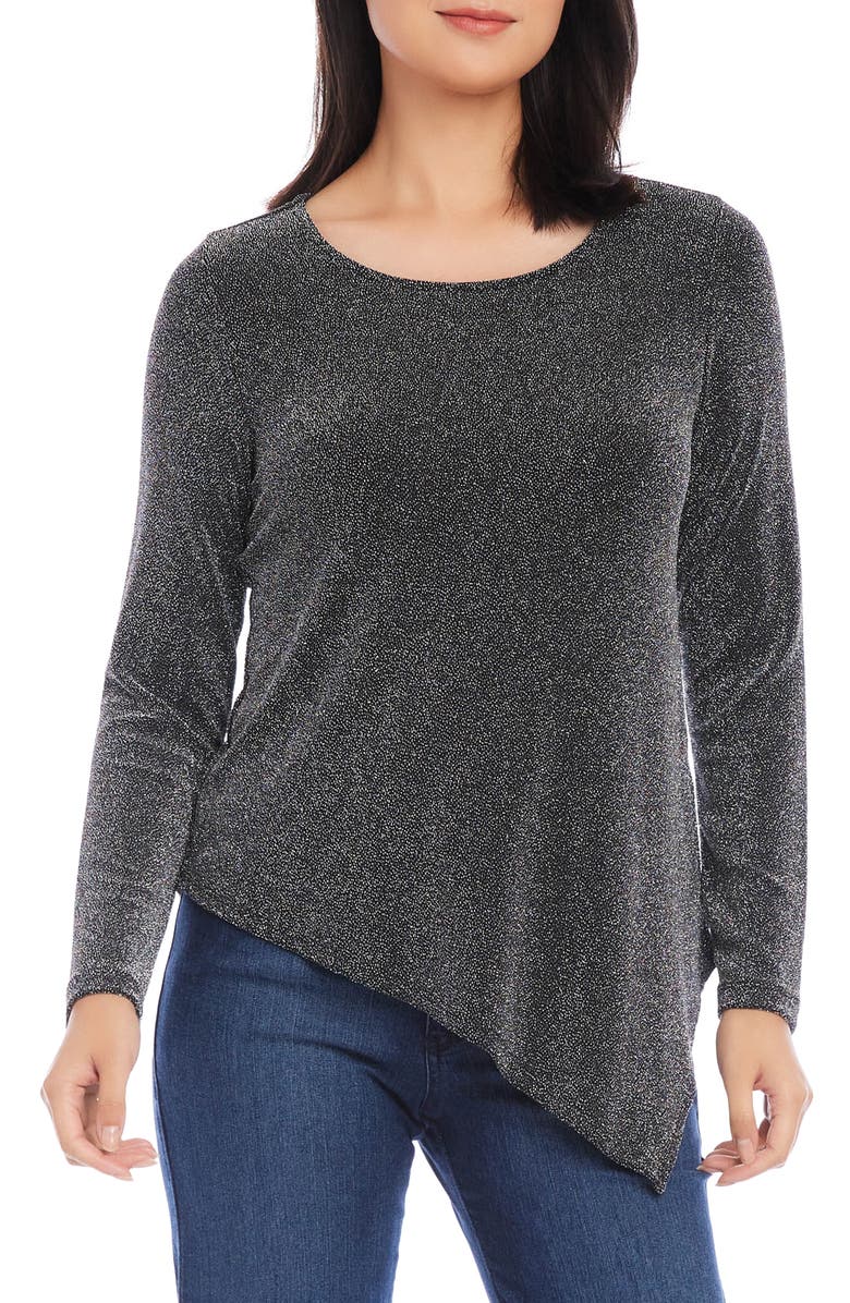 Karen Kane Metallic Asymmetric Hem Top, Main, color, Silver