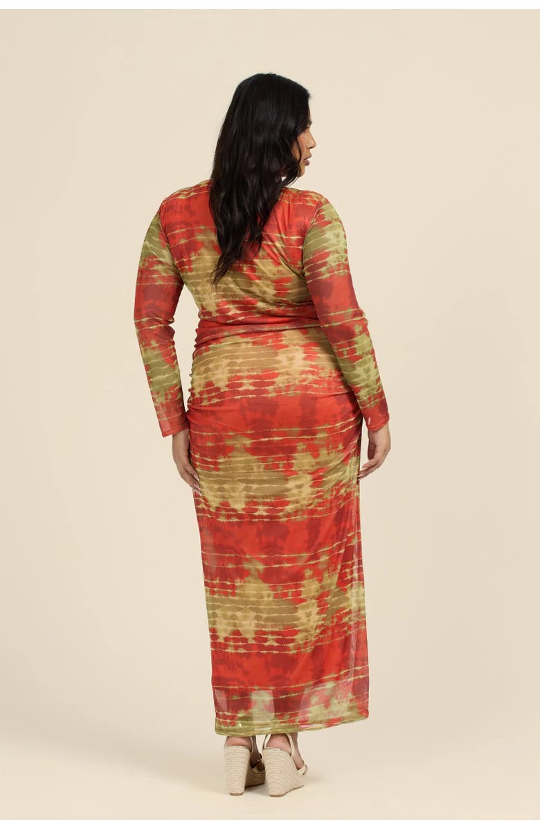 FASHION-SZN CURVE Plus Size Tye Dye Midi Dress, Alternate, color, Khaki Tye Dye