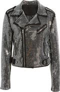 AZALEA WANG Rhinestone Moto Jacket