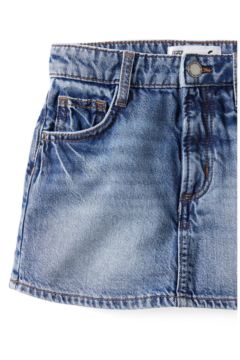 Kid's Alayna Aline Denim Skort, Alternate, color, Blue Haven Mid Blue