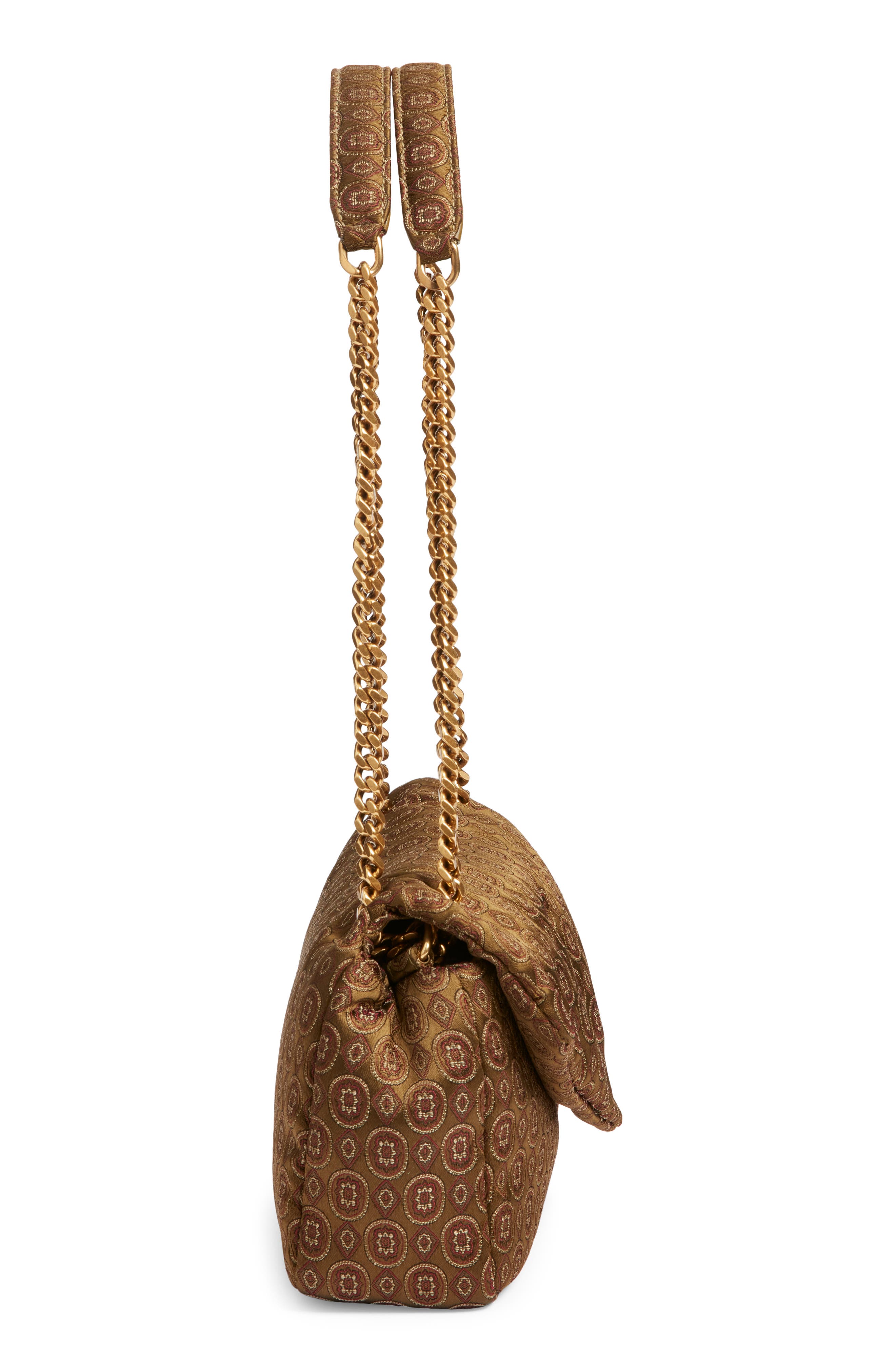 Saint Laurent Small Calypso Jacquard Shoulder Bag, Alternate, color, Ocre Multicolor