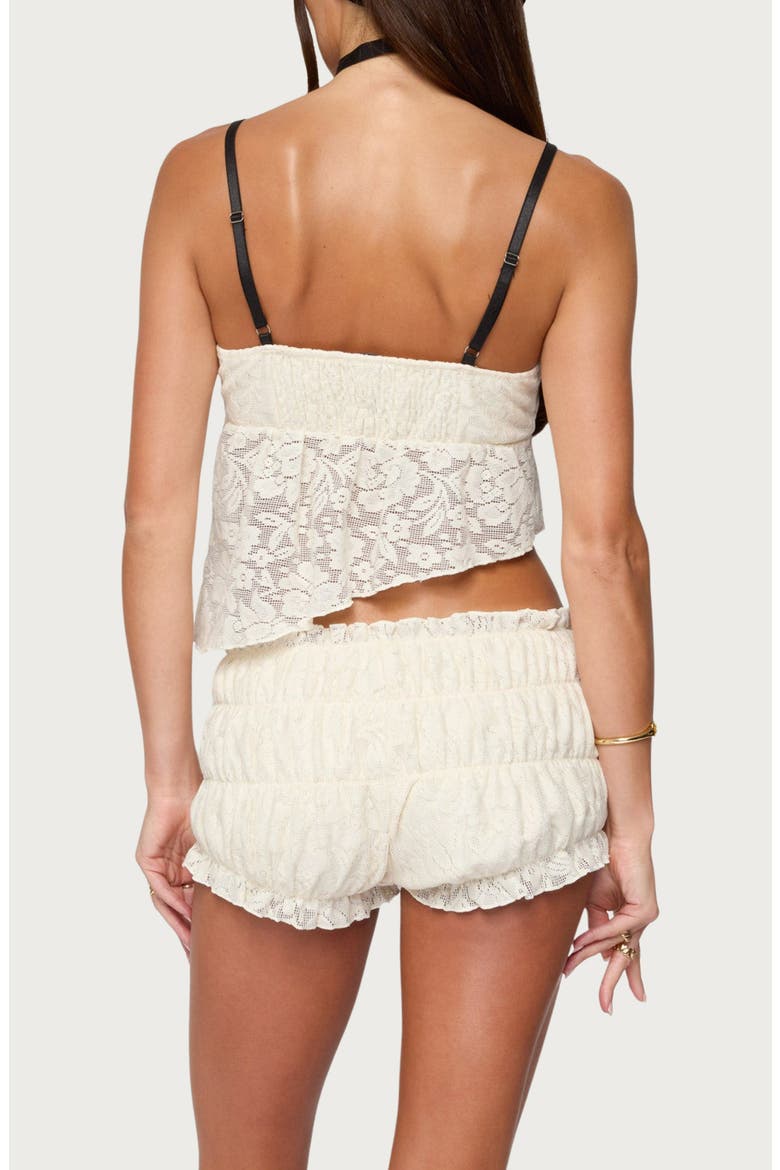 Este Textured Lace Asymmetric Hem Top, Alternate, color, CREAM