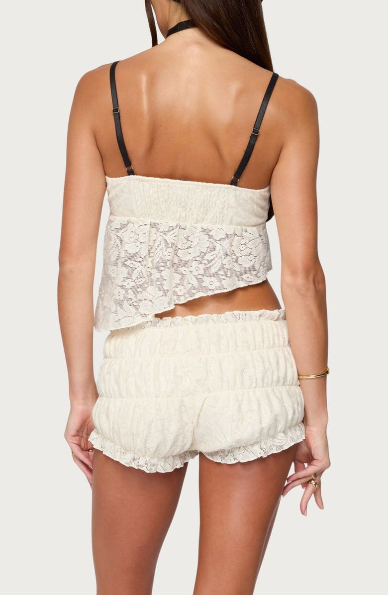 EDIKTED Este Textured Lace Asymmetric Hem Top, Alternate, color, Cream