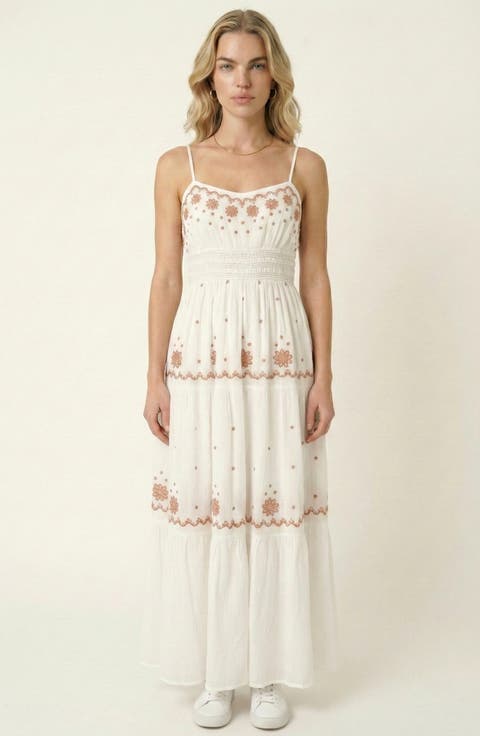 Embroidered Tiered Maxi Dress