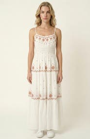 Modenaire Embroidered Tiered Maxi Dress