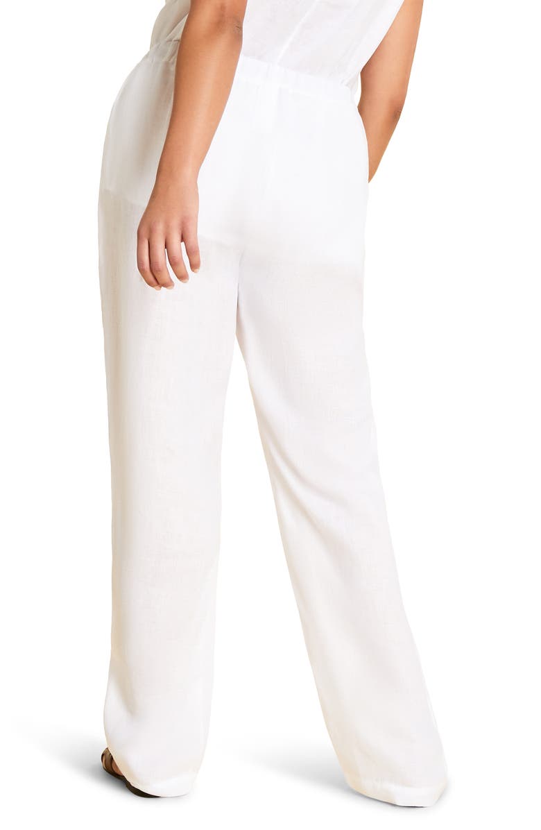 Marina Rinaldi Registro Wide Leg Linen Pants, Alternate, color, 