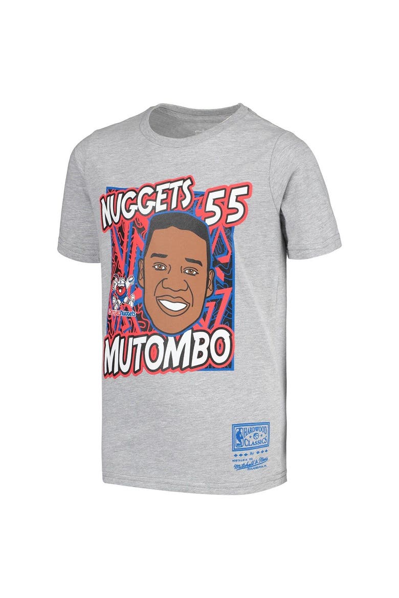 Youth Mitchell & Ness Dikembe Mutombo Gray Denver Nuggets Hardwood Classics King of the Court Player T-Shirt, Alternate, color, Gray