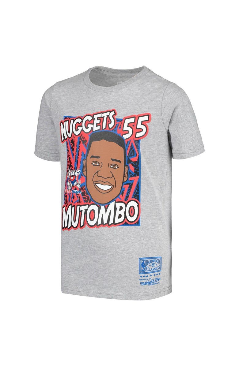 Mitchell & Ness Youth Mitchell & Ness Dikembe Mutombo Gray Denver Nuggets Hardwood Classics King of the Court Player T-Shirt, Alternate, color, Gray