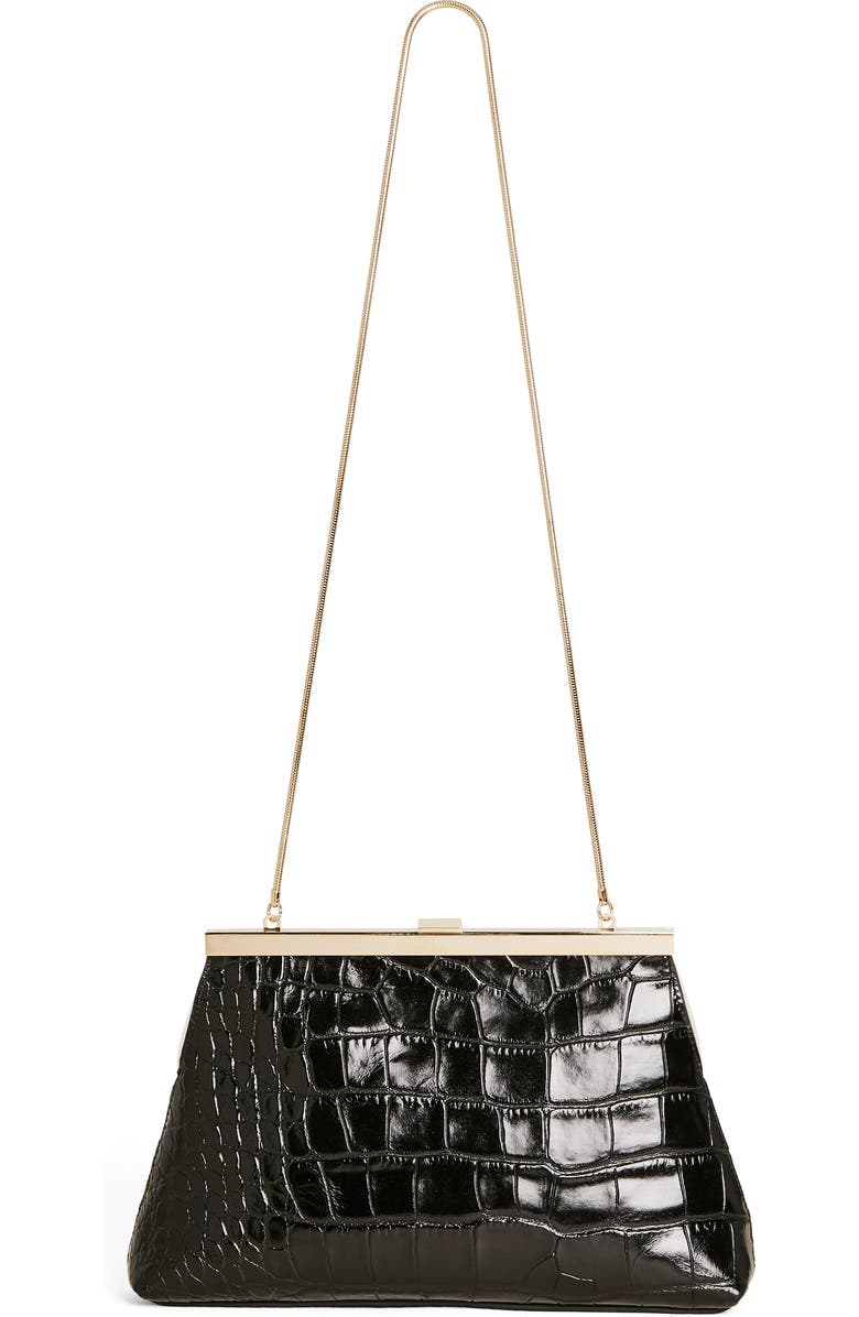 Reformation Iliana Croc Embossed Leather Shoulder Bag, Alternate, color,