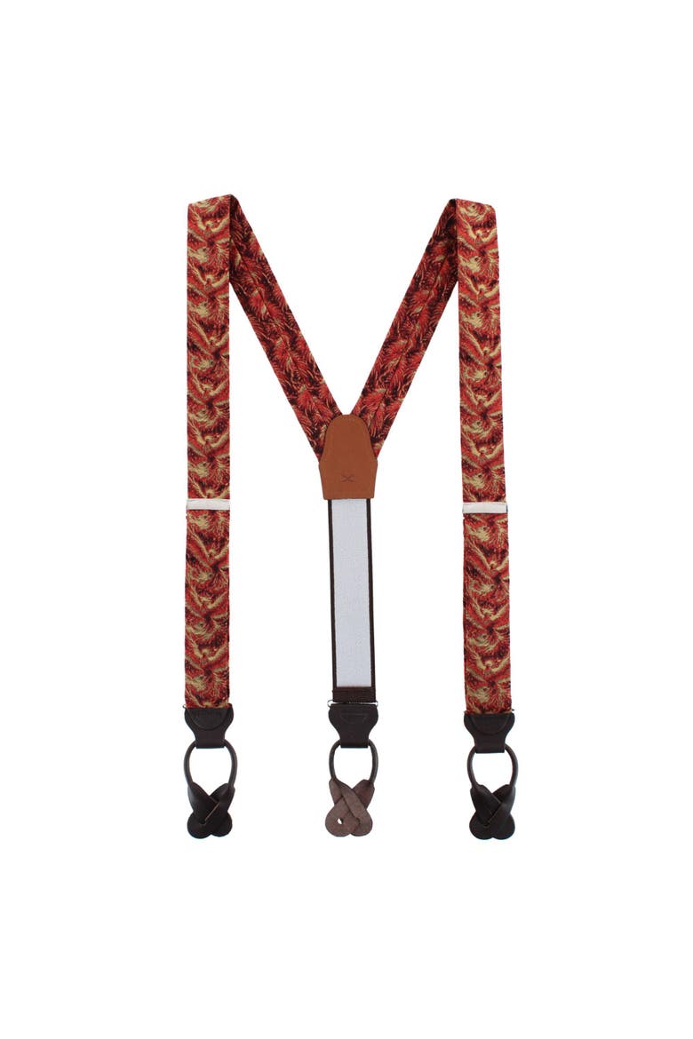 Phoenix Soaring Silk Button End Suspenders, Alternate, color, Orange