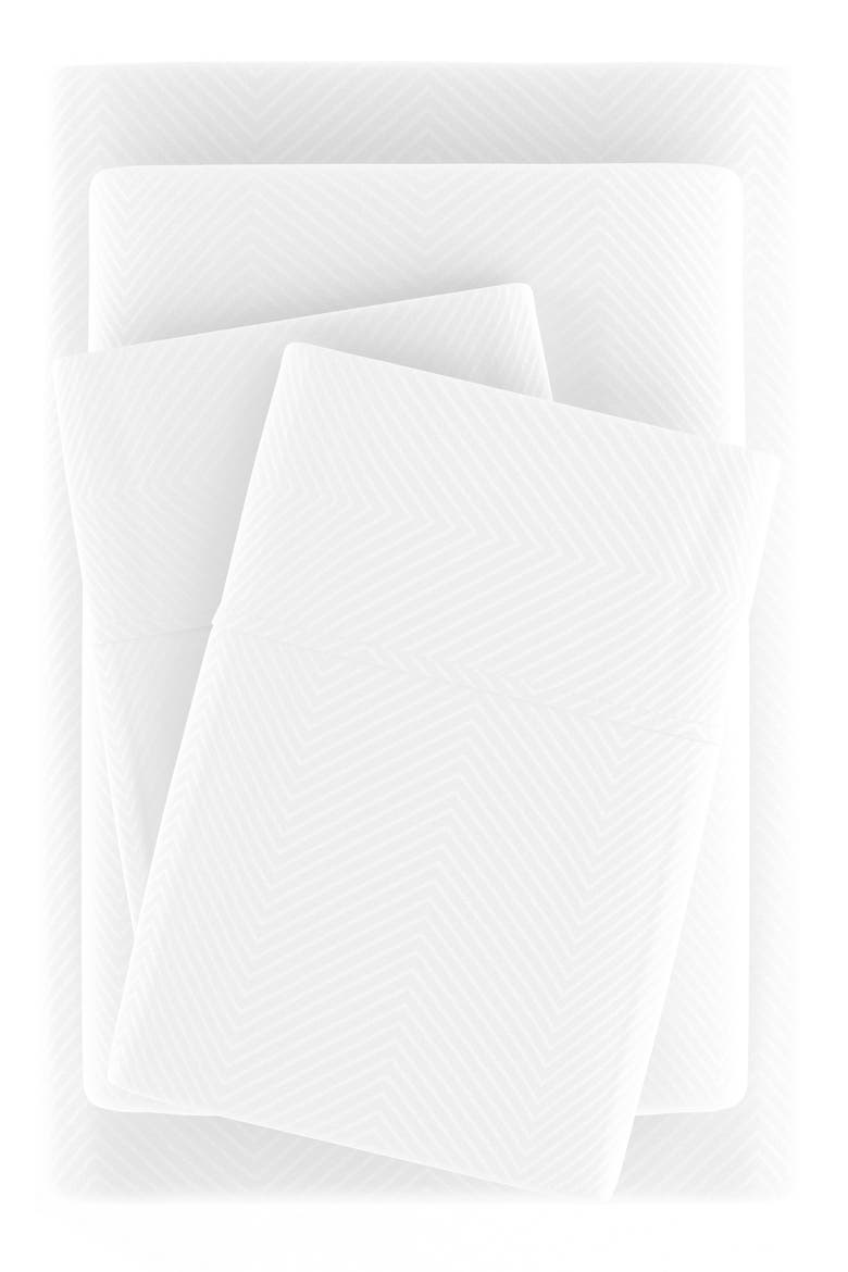HOME SPUN Premium Chevron Embossed 4-Piece Bed Sheet Set, Alternate, color, WHITE