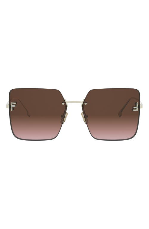 Fendi First Crystal Geometric Sunglasses, 59mm In Brown
