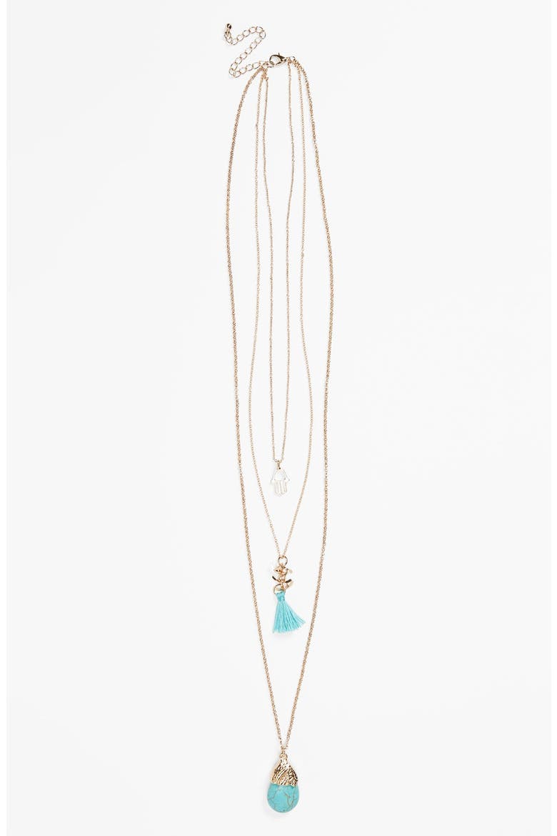 Hamsa Multi Row Necklace, Main, color, GOLD