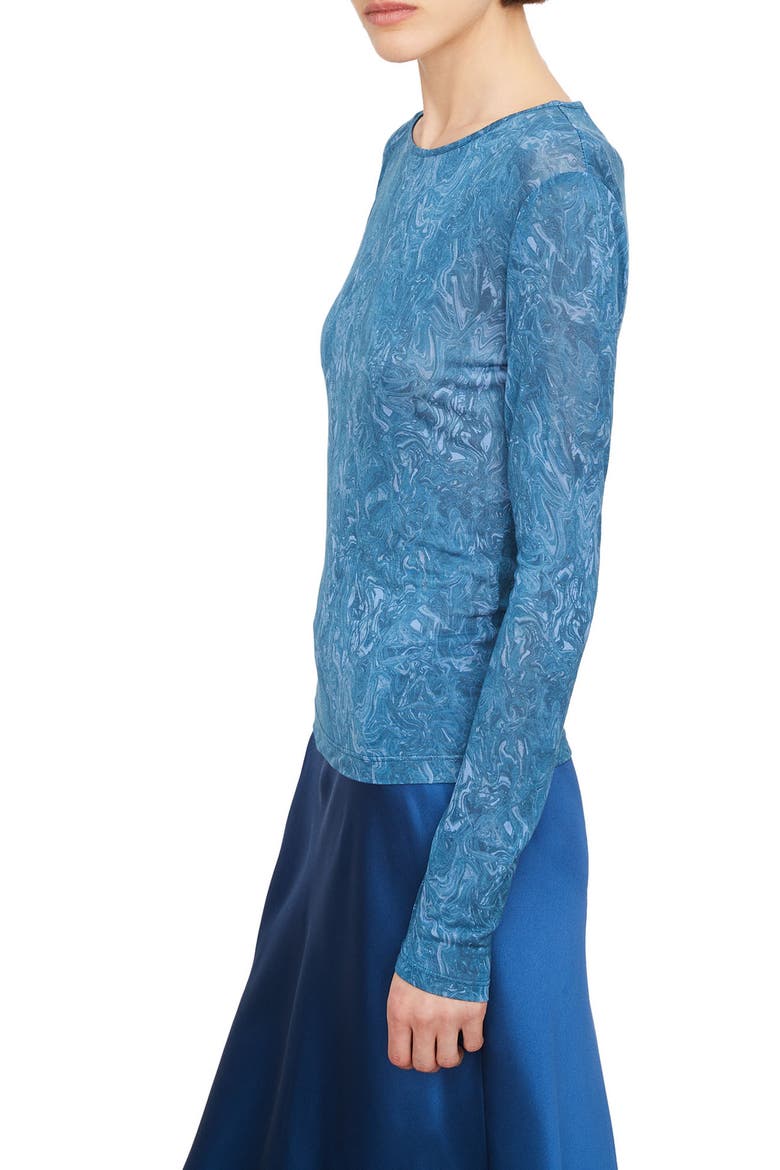 Marble Print Long Sleeve T-Shirt, Alternate, color, BALTIC