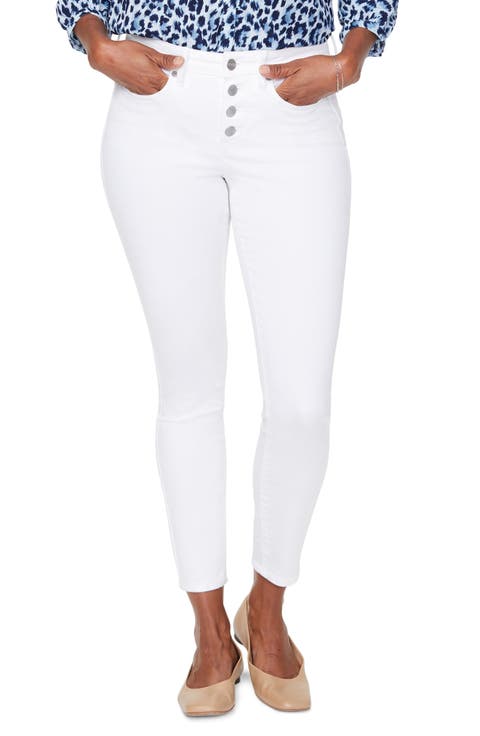 Ami Exposed Button Stretch Ankle Jeans (Optic)
