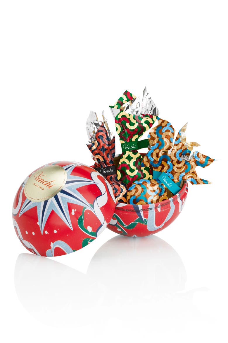 Holiday Metal Bauble Assorted Chocolates Tin, Alternate, color, RED