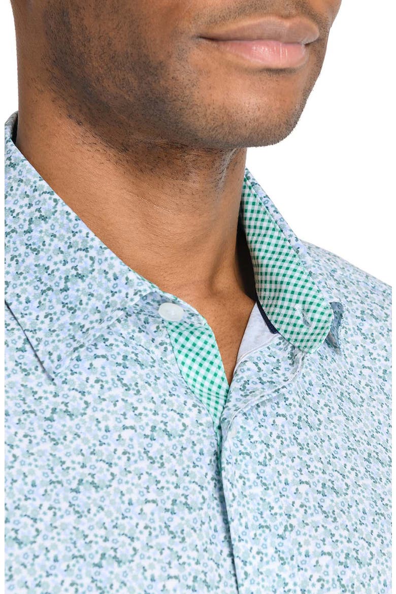 Slim Fit Floral Wreath Recycled 4-Way Stretch Performance Long Sleeve Shirt, Alternate, color, WHITE/GREEN
