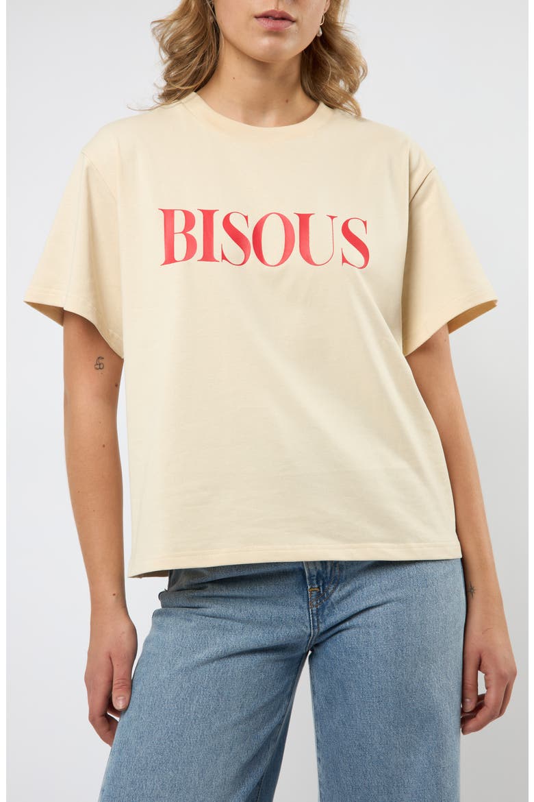 Bisous Boxy Cotton Graphic T-Shirt, Main, color, RED
