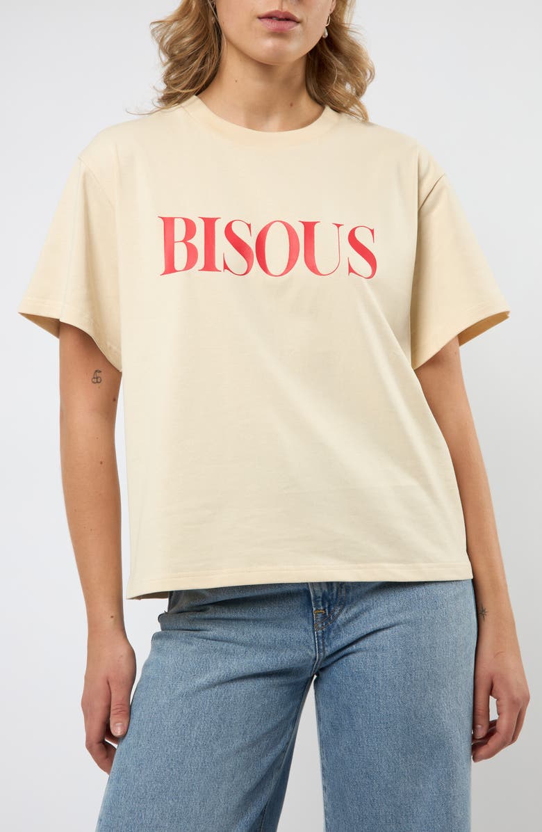 Viens Avec Moi Bisous Boxy Cotton Graphic T-Shirt, Main, color, Red