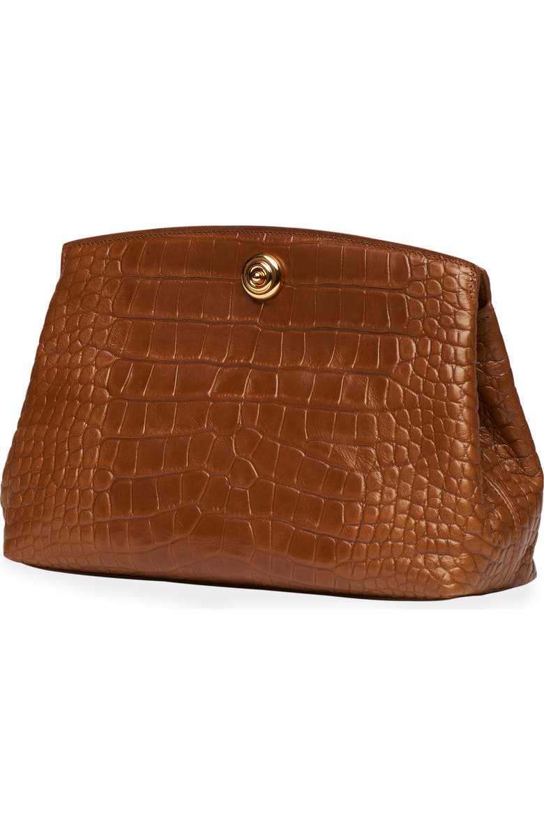 LIFFNER Pushlock Croc Embossed Leather Clutch, Alternate, color, Nougat