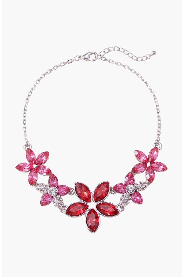 Floral Crystal Statement Necklace, Main, color, Fuchsia