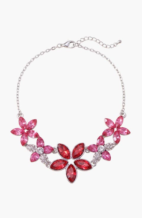 Floral Crystal Statement Necklace