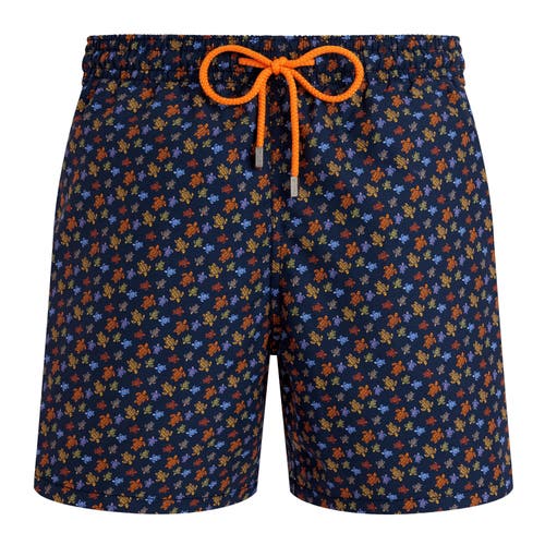 Vilebrequin Men Long Swim Shorts Micro Ronde Des Tortues In Orange