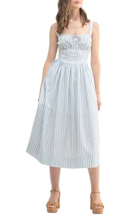 Textured Stripe Cotton Blend Sundress
