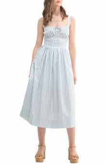 All in Favor Textured Stripe Cotton Blend Sundress