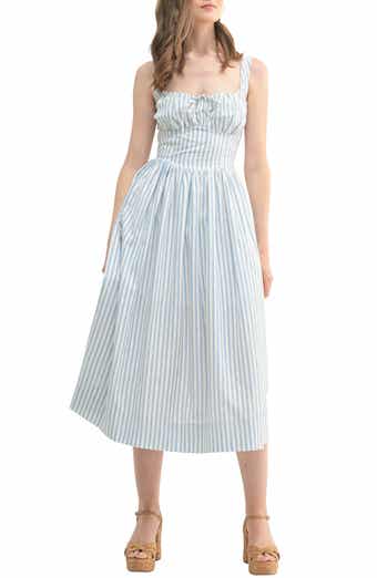 All in Favor Textured Stripe Cotton Blend Sundress