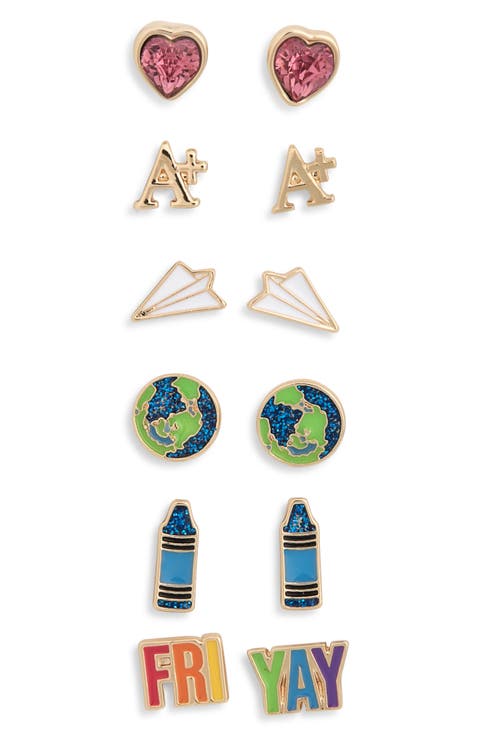Set of 6 Teacher Stud Earrings