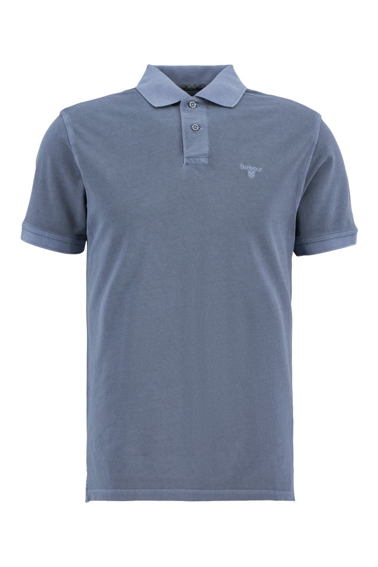 Tailored Fit Tartan Placket Cotton Piqué Polo, Alternate, color, WASHED BLUE