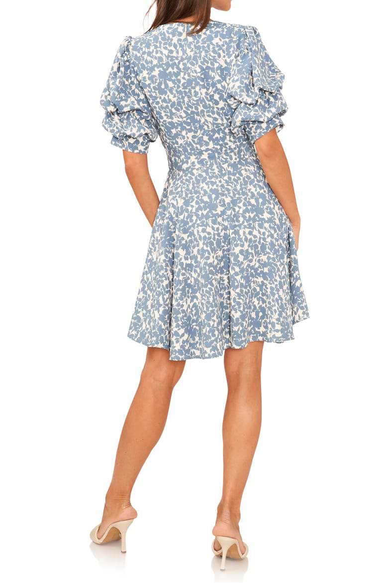 Tiered Puff Sleeve Dress, Alternate, color, BLUESTONE