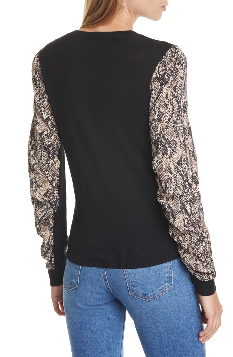 Veronica Beard Adler Python Print Mixed Media Sweater, Alternate, color, 
