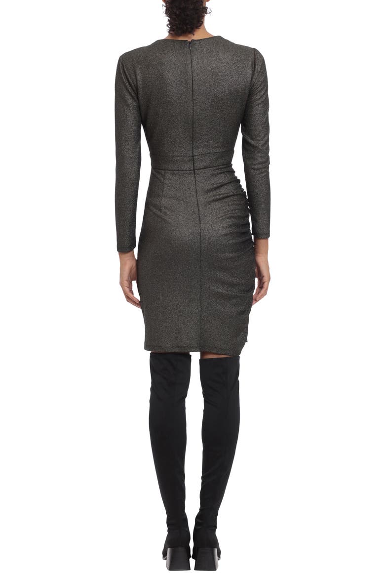 Stretch Long Sleeve Lame Mini Dress, Alternate, color, BRONZE/ BLACK